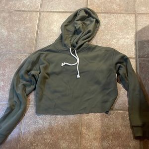 Army Green Cropped Target Hoodie